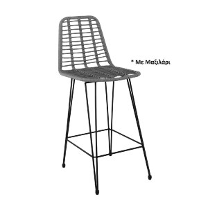 woo-48373 SALSA ΣΚΑΜΠΟ BAR-PRO ΜΕ ΠΛΑΤΗ, ΜΕΤΑΛΛΟ ΒΑΦΗ ΜΑΥΡΟ - WICKER ΓΚΡΙ, ΜΕ ΜΑΞΙΛΑΡΙ ΜΑΥΡΟ