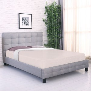 woo-48974 FIDEL ΚΡΕΒΑΤΙ ΔΙΠΛΟ ΓΙΑ ΣΤΡΩΜΑ 140X190CM, ΥΦΑΣΜΑ ΓΚΡΙ
