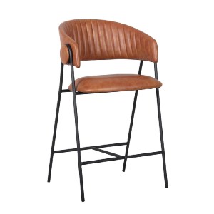 woo-50703 ALFRED ΣΚΑΜΠΟ BAR ΜΕΤΑΛΛΟ ΒΑΦΗ ΜΑΥΡΟ, PU CAMEL