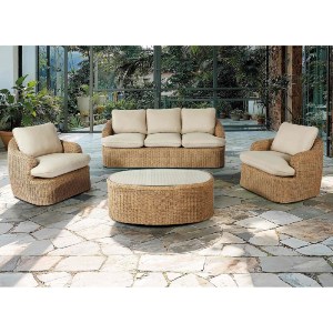 woo-50880 CHICAGO SET ΣΑΛΟΝΙ ΚΗΠΟΥ: 3ΘΕΣ +2 ΠΟΛΥΘΡΟΝΕΣ+1 ΤΡΑΠΕΖΑΚΙ ALU -WICKER ΦΥΣΙΚΟ, ΜΑΞΙΛΑΡΙΑ ΜΠΕΖ