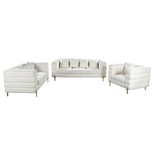 woo-50907 MORRIS SET ΣΑΛΟΝΙ - ΚΑΘΙΣΤΙΚΟ 3ΘΕΣΙΟΣ + 2ΘΕΣΙΟΣ + ΠΟΛΥΘΡΟΝΑ ΥΦΑΣΜΑ TEDDY ΑΣΠΡΟ