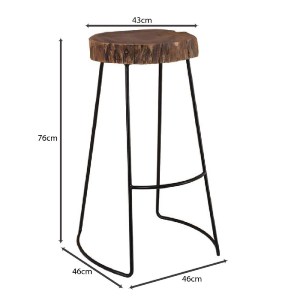 woo-50992 ATRIUM ΣΚΑΜΠΟ BAR, ΜΕΤΑΛΛΟ ΒΑΦΗ ΜΑΥΡΟ, ΞΥΛΟ ΑΚΑΚΙΑ ΦΥΣΙΚΟ