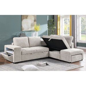 woo-50997 FLEXY ΚΑΝΑΠΕΣ ΑΡΙΣΤΕΡΗ ΓΩΝΙΑ - ΚΡΕΒΑΤΙ, ΜΕ ΧΩΡΟΥΣ ΑΠΟΘΗΚΕΥΣΗΣ ΦΩΤΙΖΟΜΕΝΟ, ΥΦΑΣΜΑ ΜΠΕΖ