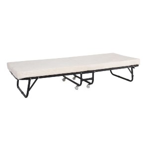 woo-51015 ΚΡΕΒΑΤΙ ΠΤΥΣΣΟΜΕΝΟ ΒΟΗΘΗΤΙΚΟ ΜΕΤΑΛΛΟ ΒΑΦΗ ΜΑΥΡΟ, ΣΤΡΩΜΑ 8CM FOAM