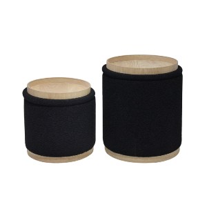 woo-51055 MATIC SET-2 ΣΚΑΜΠΟ-ΤΡΑΠΕΖΑΚΙ ΜΕ ΑΠΟΘΗΚΕΥΤΙΚΟ ΧΩΡΟ, TEDDY ΥΦΑΣΜΑ ΜΑΥΡΟ