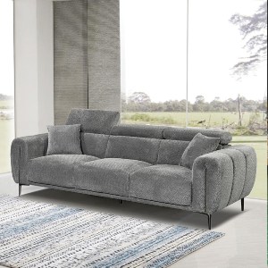 woo-51094 SEVILLE KΑΝΑΠΕΣ 3ΘΕΣΙΟΣ ΣΑΛΟΝΙΟΥ - ΚΑΘΙΣΤΙΚΟΥ, TEDDY ΥΦΑΣΜΑ ΣΚΟΥΡΟ ΓΚΡΙ
