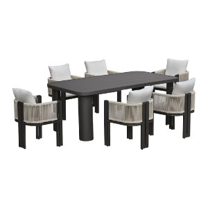 woo-51199 BOSTON DINING SET ΤΡΑΠΕΖΑΡΙΑ ΚΗΠΟΥ ΒΕΡΑΝΤΑΣ: ΤΡΑΠΕΖΙ + 6 ΠΟΛΥΘΡΟΝΕΣ ALU ΑΝΘΡΑΚΙ - ΜΠΕΖ