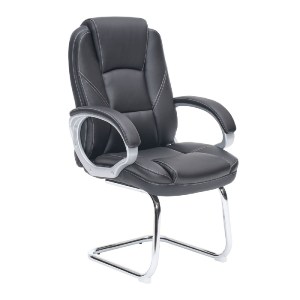 woo-51573 BF6950VW ΠΟΛΥΘΡΟΝΑ ΓΡΑΦΕΙΟΥ ΕΠΙΣΚΕΠΤΗ, PU ΜΑΥΡΟ, ΒΑΣΗ ΧΡΩΜΙΟ