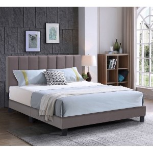 woo-51589 ALLEGRO ΚΡΕΒΑΤΙ ΔΙΠΛΟ 140X190CM, ΥΦΑΣΜΑ CAPPUCCINO, ΜΕ ΚΕΦΑΛΑΡΙ ΠΟΛΛΑΠΛΩΝ ΘΕΣΕΩΝ