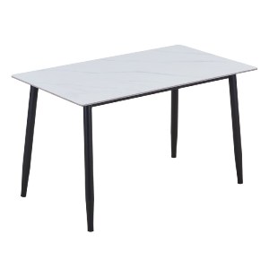 woo-51611 OSLO ΤΡΑΠΕΖΙ ΚΟΥΖΙΝΑΣ- ΕΣΤΙΑΤΟΡΙΟΥ,ΜΕΤΑΛΛΟ ΒΑΦΗ ΜΑΥΡΟ -SINTERED STONE WHITE MARBLE