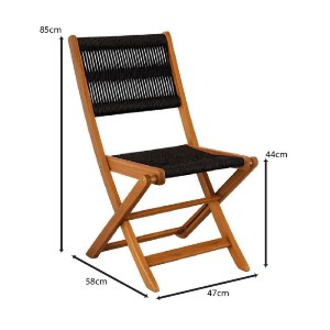 woo-51867 SPRING ΚΑΡΕΚΛΑ ΠΤΥΣΣΟΜΕΝΗ ΒΕΡΑΝΤΑΣ - ΚΗΠΟΥ, ΞΥΛΟ ΑΚΑΚΙΑ ΦΥΣΙΚΟ, ROPE WICKER ΜΑΥΡΟ