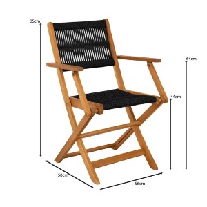 woo-51868 SPRING ΠΟΛΥΘΡΟΝΑ ΠΤΥΣΣΟΜΕΝΗ ΒΕΡΑΝΤΑΣ - ΚΗΠΟΥ, ΞΥΛΟ ΑΚΑΚΙΑ ΦΥΣΙΚΟ, ROPE WICKER ΜΑΥΡΟ