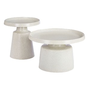 woo-52025 DOS SET-2 ΤΡΑΠΕΖΑΚΙΑ ΣΑΛΟΝΙΟΥ-ΚΑΘΙΣΤΙΚΟΥ, ΜΕΤΑΛΛΟ ΒΑΦΗ ΑΠΟΧΡΩΣΗ WHITE DOT