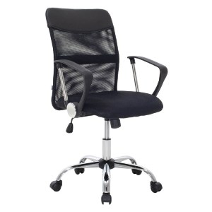 woo-52062 BF2401W ΠΟΛΥΘΡΟΝΑ ΓΡΑΦΕΙΟΥ ΒΑΣΗ ΧΡΩΜΙΟ, ΥΦΑΣΜΑ & MESH ΑΠΟΧΡΩΣΗ ΜΑΥΡΟ