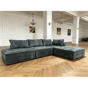 woo-52198 LARRY-S ΚΑΝΑΠΕΣ ΓΩΝΙΑ ΣΑΛΟΝΙΟΥ -ΚΑΘΙΣΤΙΚΟΥ, ΠΟΛΥΜΟΡΦΙΚΟΣ, ΥΦΑΣΜΑ ΣΚΟΥΡΟ ΓΚΡΙ