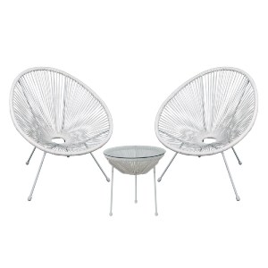 woo-52258_e-00022176_1-huge ACAPULCO SET ΚΗΠΟΥ - ΒΕΡΑΝΤΑΣ: ΤΡΑΠΕΖΙ + 2 ΠΟΛΥΘΡΟΝΕΣ ΜΕΤΑΛΛΟ ΑΣΠΡΟ/RATTAN ΑΣΠΡΟ