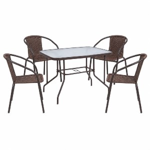 woo-52360_e-00026361_1-huge BALENO-W SET ΤΡΑΠΕΖΑΡΙΑ ΚΗΠΟΥ: ΤΡΑΠΕΖΙ + 4 ΠΟΛΥΘΡΟΝΕΣ ΜΕΤΑΛΛΟ ΚΑΦΕ, WICKER BROWN