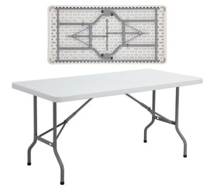 woo-95595 BLOW ΤΡΑΠΕΖΙ CATERING ΠΤΥΣΣΟΜΕΝΟ, ΜΕΤΑΛΛΟ ΓΚΡΙ, HDPE ΑΣΠΡΟ 45MM