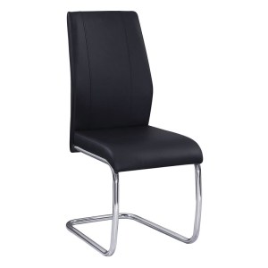 woo-97702 TULIP KΑΡΕΚΛΑ ΤΡΑΠΕΖΑΡΙΑΣ ΚΟΥΖΙΝΑΣ ΜΕΤΑΛΛΟ ΧΡΩΜΙΟ / PU ΜΑΥΡΟ