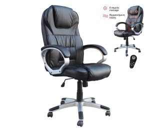 woo-97892 BF7300 ΠΟΛΥΘΡΟΝΑ ΓΡΑΦΕΙΟΥ ΔΙΕΥΘΥΝΤΗ, 8 ΣΗΜΕΙΑ MASSAGE, ΘΕΡΜΑΙΝΟΜΕΝΗ ΠΛΑΤΗ, PU ΜΑΥΡΟ