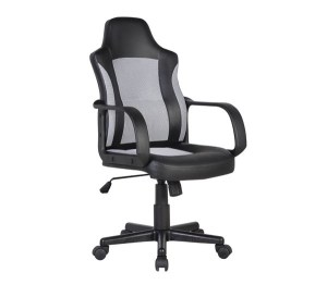 woo-98879 BF2850 ΠΟΛΥΘΡΟΝΑ ΔΙΕΥΘΥΝΤΗ ΓΚΡΙ MESH - ΜΑΥΡΟ PU