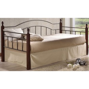 woo-99122 VINCENT DAYBED ΚΡΕΒΑΤΙ ΜΟΝΟ ΜΕΤΑΛΛΟ ΒΑΦΗ ΜΑΥΡΟ / ΞΥΛΟ ΚΑΡΥΔΙ