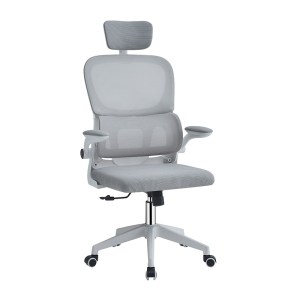 zougris-01.0294.1 A9935 WHITE/GREY MESH ΚΑΡΕΚΛΑ ΓΡΑΦΕΙΟΥ 62Χ64Χ42-114/52-125ΕΚ.