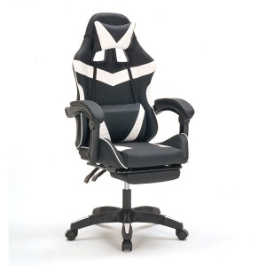 zougris-01.0411 A9937 ΜΑΥΡΟ/ΛΕΥΚΟ PVC ΠΟΛΥΘΡΟΝΑ GAMING/ΜΕ ΥΠΟΠΟΔΙΟ