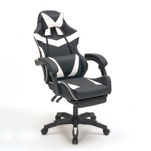 zougris-01.0411 A9937 ΜΑΥΡΟ/ΛΕΥΚΟ PVC ΠΟΛΥΘΡΟΝΑ GAMING/ΜΕ ΥΠΟΠΟΔΙΟ