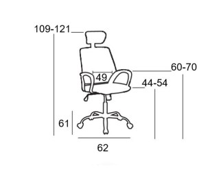 zougris-01.0754 A1710 ΜΑΥΡΟ MESH ΠΟΛΥΘΡΟΝΑ ΓΡΑΦΕΙΟΥ 62Χ61Χ44-109/54-121ΕΚ.