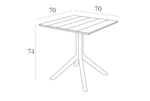 Zougris - 20.0863 PARIS DARK GREY 70X70X74ΕΚ. ΤΡΑΠΕΖΙ ΠΟΛ/ΝΙΟΥ