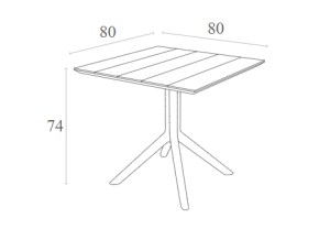 Zougris - 20.0868 PARIS TAUPE 80X80X74ΕΚ. ΤΡΑΠΕΖΙ ΠΟΛ/ΝΙΟΥ