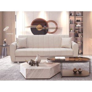 zougris-40.0127 ELVA LIGHT BROWN ΥΦΑΣΜΑ 3ΘΕΣΙΟΣ ΚΑΝΑΠΕΣ/ΚΡΕΒΑΤΙ ΜΕ ΑΠΟΘ.ΧΩΡΟ 210X80X75ΕΚ.