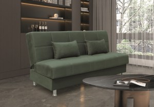 zougris-40.0303 FELINA GREEN ΥΦΑΣΜΑ 3ΘΕΣΙΟΣ ΚΑΝΑΠΕΣ/ΚΡΕΒΑΤΙ ΜΕ ΑΠΟΘ.ΧΩΡΟ 180X90ΕΚ.