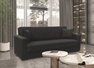zougris-40.0308 ROVER BLACK ΥΦΑΣΜΑ 3ΘΕΣΙΟΣ ΚΑΝΑΠΕΣ/ΚΡΕΒΑΤΙ ΜΕ ΑΠΟΘ.ΧΩΡΟ 210X80X75ΕΚ.