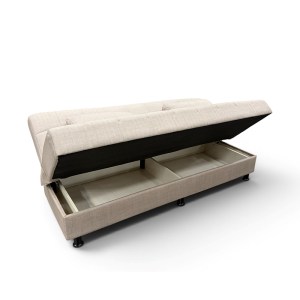 zougris-40.0316 NELY LIGHT BROWN ΥΦΑΣΜΑ 3ΘΕΣΙΟΣ ΚΑΝΑΠΕΣ/ΚΡΕΒΑΤΙ ΜΕ ΑΠΟΘ.ΧΩΡΟ 190X88X82ΕΚ.