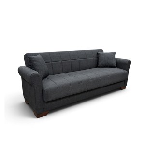 zougris-40.0317 VAVEL DARK GREY ΥΦΑΣΜΑ 3ΘΕΣΙΟΣ ΚΑΝΑΠΕΣ/ΚΡΕΒΑΤΙ ΜΕ ΑΠΟΘ.ΧΩΡΟ 216X85X80ΕΚ.