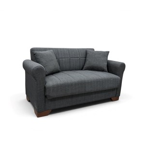 zougris-40.0319 VAVEL DARK GREY ΥΦΑΣΜΑ 2ΘΕΣΙΟΣ ΚΑΝΑΠΕΣ/ΚΡΕΒΑΤΙ ΜΕ ΑΠΟΘ.ΧΩΡΟ 156Χ85Χ80ΕΚ.