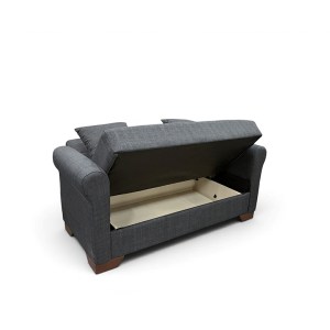 zougris-40.0319 VAVEL DARK GREY ΥΦΑΣΜΑ 2ΘΕΣΙΟΣ ΚΑΝΑΠΕΣ/ΚΡΕΒΑΤΙ ΜΕ ΑΠΟΘ.ΧΩΡΟ 156Χ85Χ80ΕΚ.