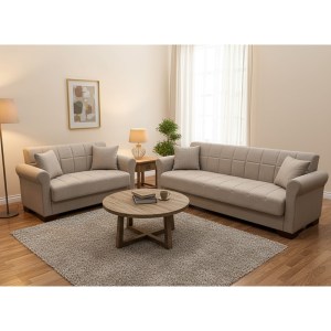zougris-40.0320 VAVEL LIGHT BROWN ΥΦΑΣΜΑ 2ΘΕΣΙΟΣ ΚΑΝΑΠΕΣ/ΚΡΕΒΑΤΙ ΜΕ ΑΠΟΘ.ΧΩΡΟ 156Χ85Χ80ΕΚ.