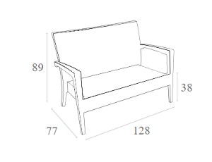 Zougris - 53.0080 MIAMI WHITE ΚΑΝΑΠΕΣ 128Χ77Χ89ΕΚ. ΠΟΛ/ΝΙΟΥ
