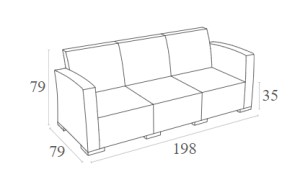 zougris-53.0142 MONACO BROWN 3ΘΕΣΙΟΣ ΚΑΝΑΠΕΣ ΠΟΛ/ΝΙΟΥ 198X79X79ΕΚ.