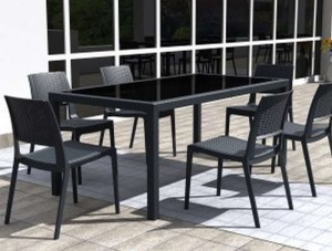 zougris-53.0201 TAHITI DARK GREY 180Χ94Χ75ΕΚ. ΤΡΑΠΕΖΙ ΜΕ ΤΖΑΜΙ ΠΟΛ/ΝΙΟΥ