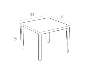 Zougris - 53.0211 BALI DARK GREY 94Χ94Χ75ΕΚ.ΤΡΑΠΕΖΙ ΜΕ ΤΖΑΜΙ ΠΟΛ/ΝΙΟΥ
