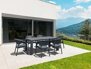 zougris-53.0234 VEGAS RATTAN DARK GREY 100X180/220Χ75ΕΚ. ΕΠΕΚΤ.ΤΡΑΠΕΖΙ